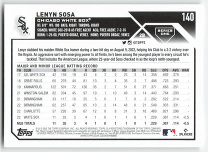 2023 Topps #140 Lenyn Sosa Chicago White Sox Rookie 1422