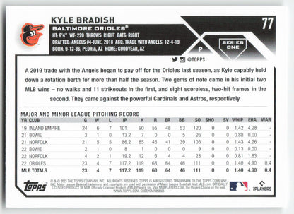 2023 Topps #77 Kyle Bradish Baltimore Orioles 1423