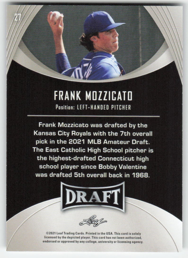 2021 Leaf Draft #27 Frank Mozzicato Kansas City Royals 1429