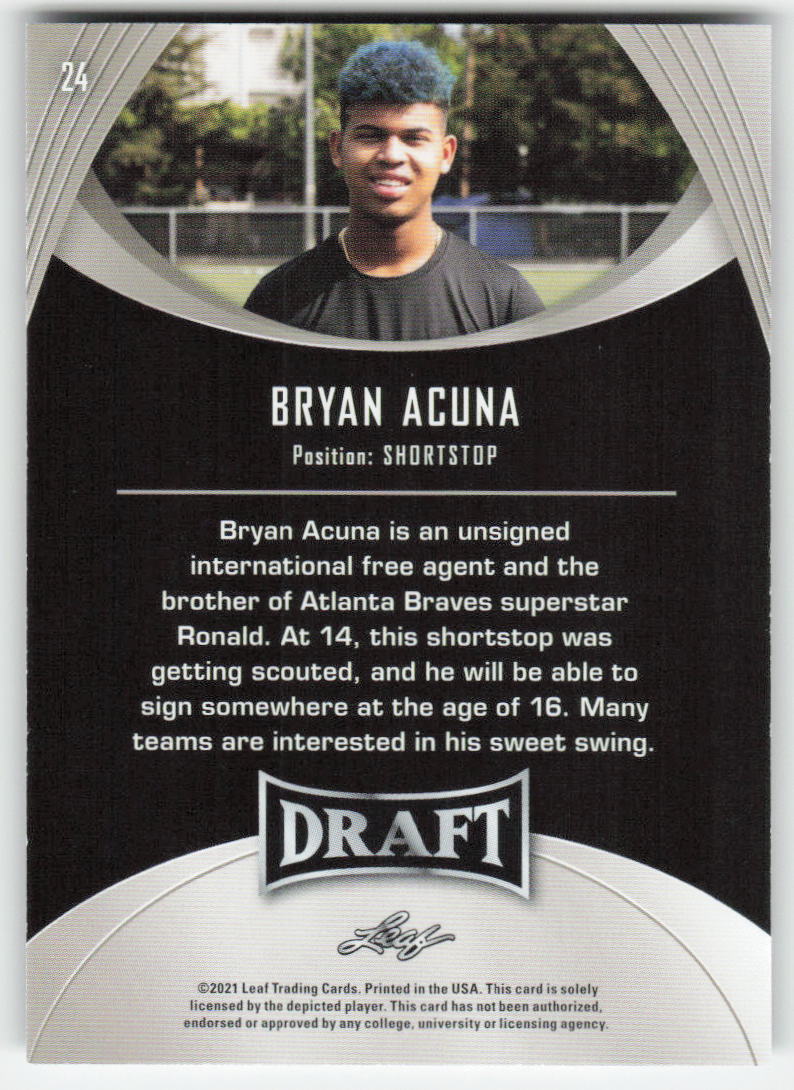 2021 Leaf Draft #24 Bryan Acuna Minnesota Twins 1431