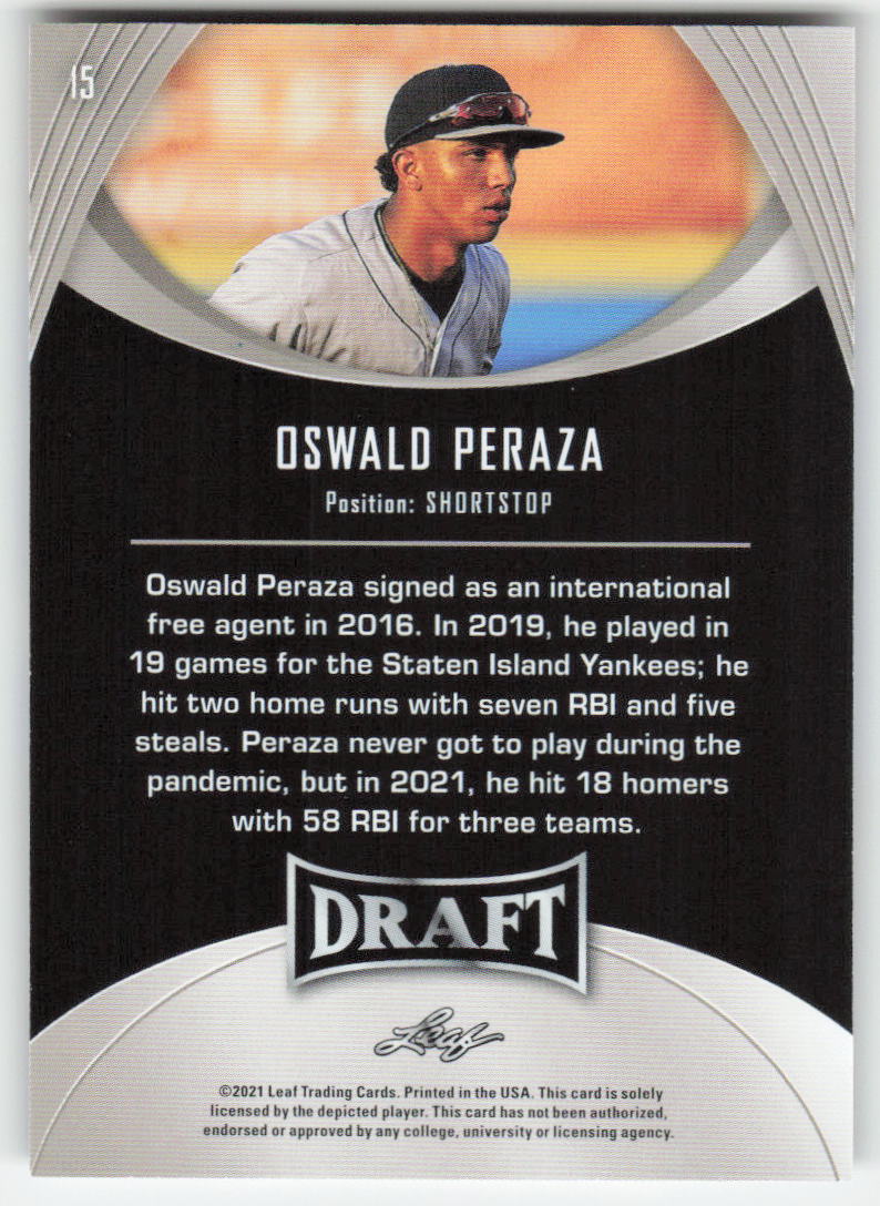 2021 Leaf Draft #15 Oswald Peraza New York Yankees 1438