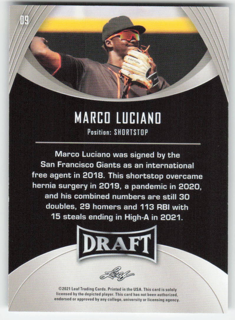 2021 Leaf Draft #09 Marco Luciano San Francisco Giants 1442