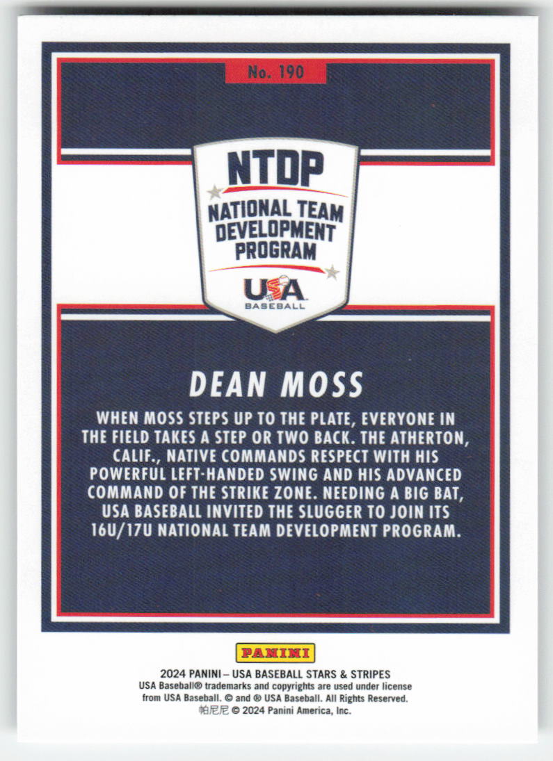 2024 Panini Stars & Stripes USA Baseball #190 Dean Moss 1445
