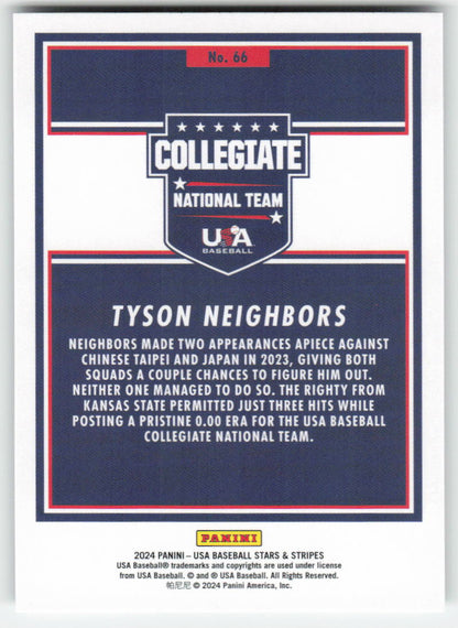 2024 Panini Stars & Stripes USA Baseball #66 Tyson Neighbors Team USA 1446