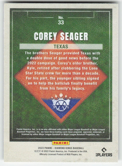 2022 Panini Diamond Kings #33 Corey Seager Texas Rangers 1448