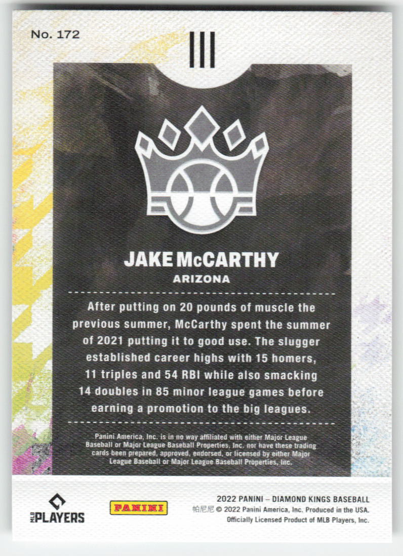 2022 Panini Diamond Kings #172 Jake McCarthy Arizona Diamondbacks Rookie 1450