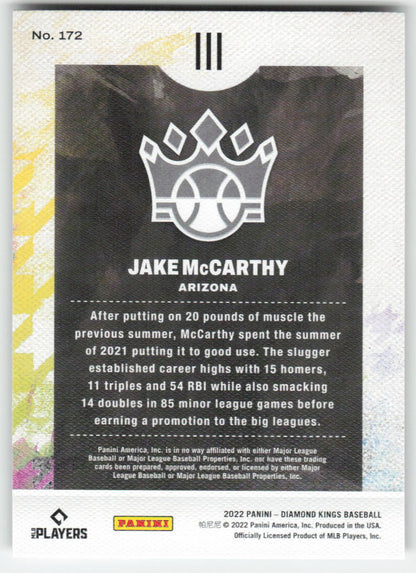 2022 Panini Diamond Kings #172 Jake McCarthy Arizona Diamondbacks Rookie 1450