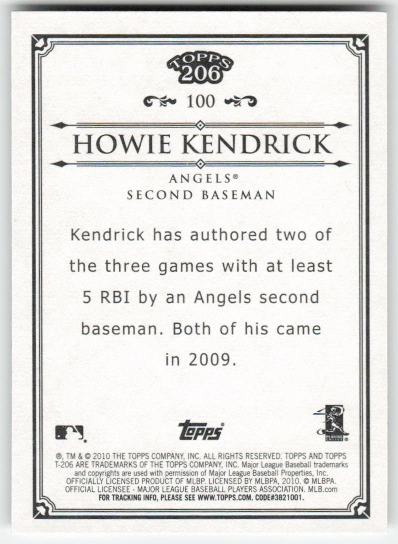 2010 Topps 206 #100 Howie Kendrick Los Angeles Angels 1453