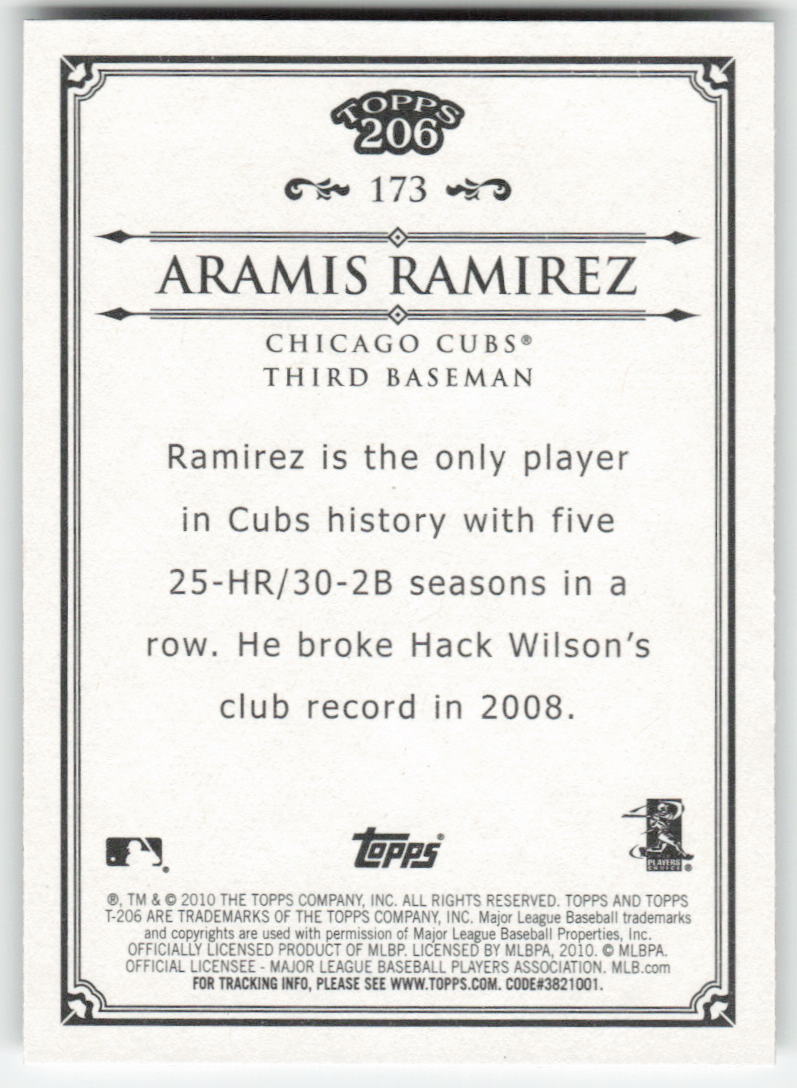 2010 Topps 206 #173 Aramis Ramirez Chicago Cubs 1454