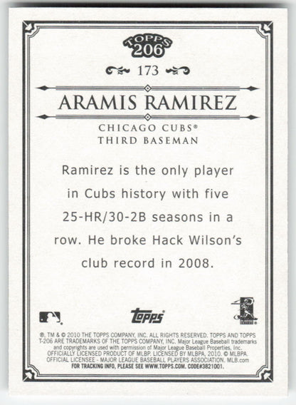 2010 Topps 206 #173 Aramis Ramirez Chicago Cubs 1454