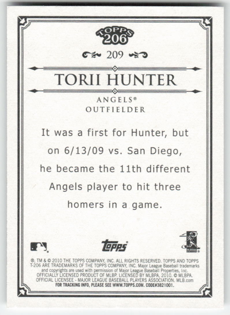 2010 Topps 206 #209 Torii Hunter Los Angeles Angels 1455