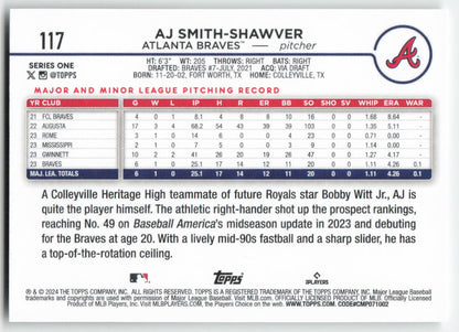 2024 Topps #117 AJ Smith-Shawver Atlanta Braves Rookie 1472