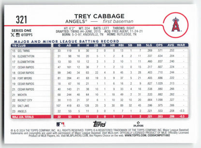 2024 Topps #321 Trey Cabbage Los Angeles Angels Rookie 1473