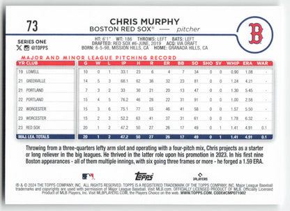 2024 Topps #73 Chris Murphy Boston Red Sox Rookie 1478