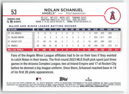 2024 Topps #53 Nolan Schanuel Los Angeles Angels Rookie 1487