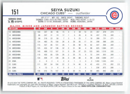 2024 Topps #151 Seiya Suzuki Chicago Cubs 1494