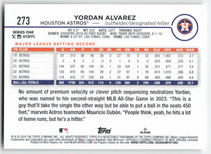 2024 Topps #273 Yordan Alvarez Houston Astros 1496