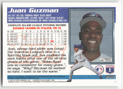 1995 Topps #290 Juan Guzman Toronto Blue Jays 1508