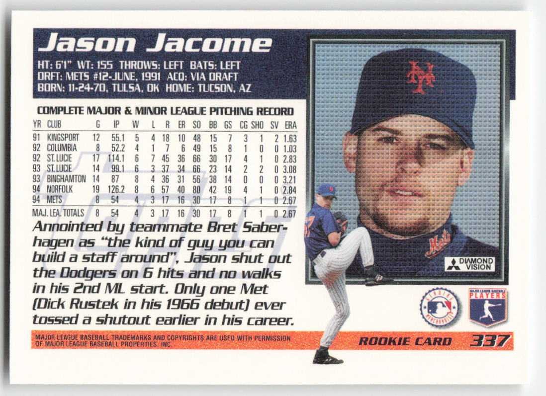1995 Topps #337 Jason Jacome New York Mets 1510