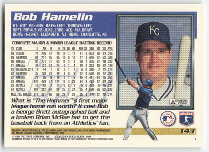 1995 Topps #143 Bob Hamelin Kansas City Royals 1515