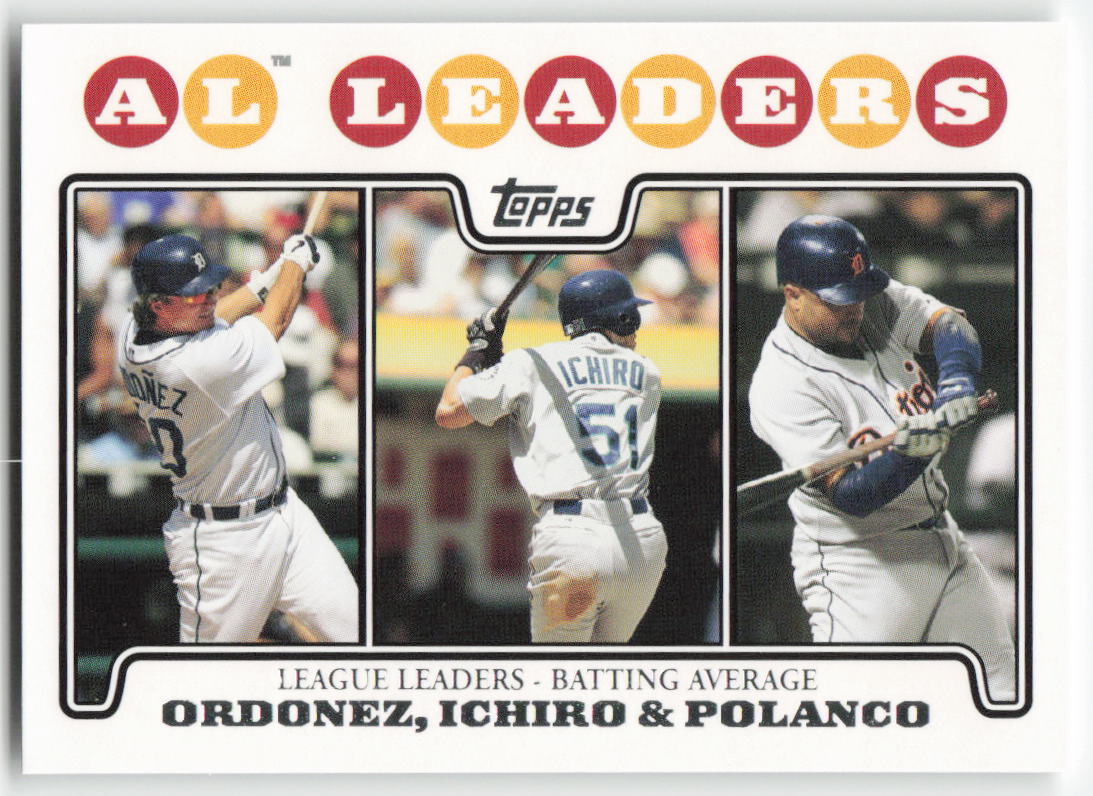2008 Topps #15 AL Leaders: Batting Average (Ordonez / Ichiro / Polanco) 1522