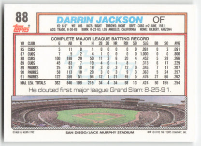 1992 Topps #88 Darrin Jackson San Diego Padres 1535
