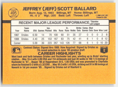 1989 Donruss #495 Jeff Ballard Baltimore Orioles 1542