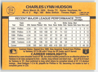 1989 Donruss #514 Charles Hudson New York Yankees 1545