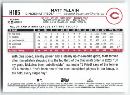 2024 Topps Holiday #H185 Matt McLain Cincinnati Reds 1555