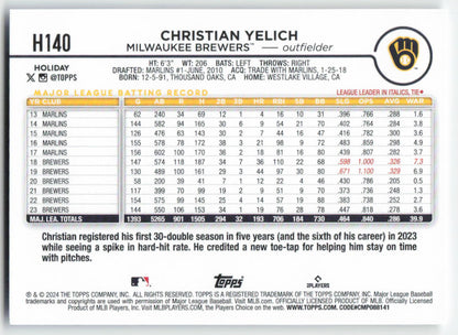 2024 Topps Holiday #H140 Christian Yelich Milwaukee Brewers 1560