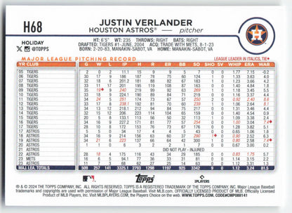 2024 Topps Holiday #H68 Justin Verlander Houston Astros 1562
