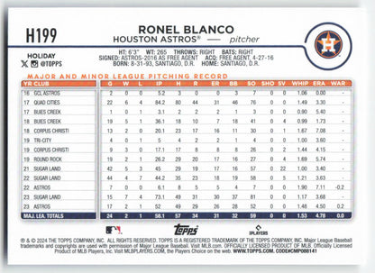 2024 Topps Holiday #H199 Ronel Blanco Houston Astros Rookie 1570