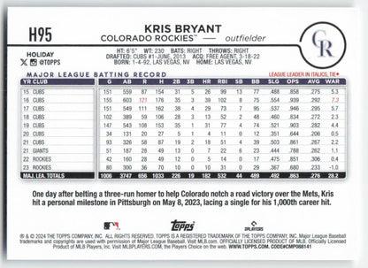 2024 Topps Holiday #H95 Kris Bryant Colorado Rockies 1571