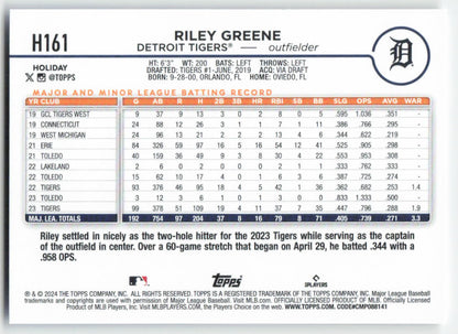 2024 Topps Holiday #H161 Riley Greene Detroit Tigers 1573