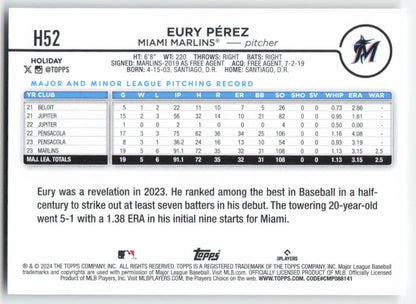 2024 Topps Holiday #H52 Eury Pérez Miami Marlins 1583