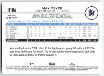 2024 Topps Holiday #H106 Max Meyer Miami Marlins 1592