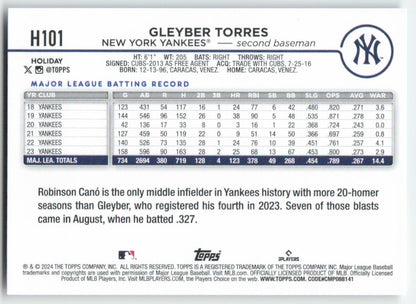 2024 Topps Holiday #H101 Gleyber Torres New York Yankees 1594
