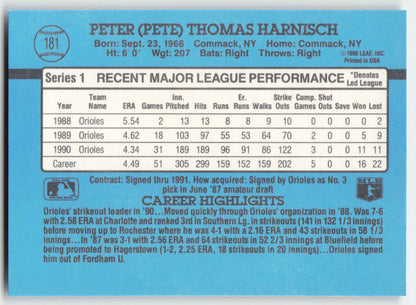 1991 Donruss #181 Pete Harnisch Baltimore Orioles 1621