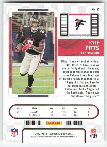 2022 Panini Contenders #9 Kyle Pitts Atlanta Falcons 1663