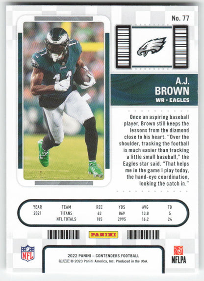 2022 Panini Contenders #77 A.J. Brown Philadelphia Eagles 1665
