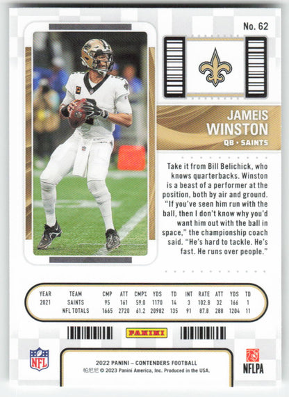 2022 Panini Contenders #62 Jameis Winston New Orleans Saints 1667