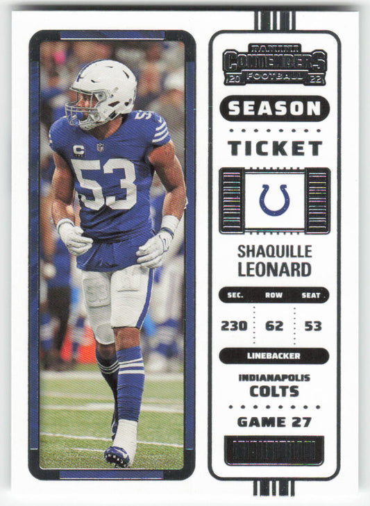 2022 Panini Contenders #46 Shaquille Leonard Indianapolis Colts 1669