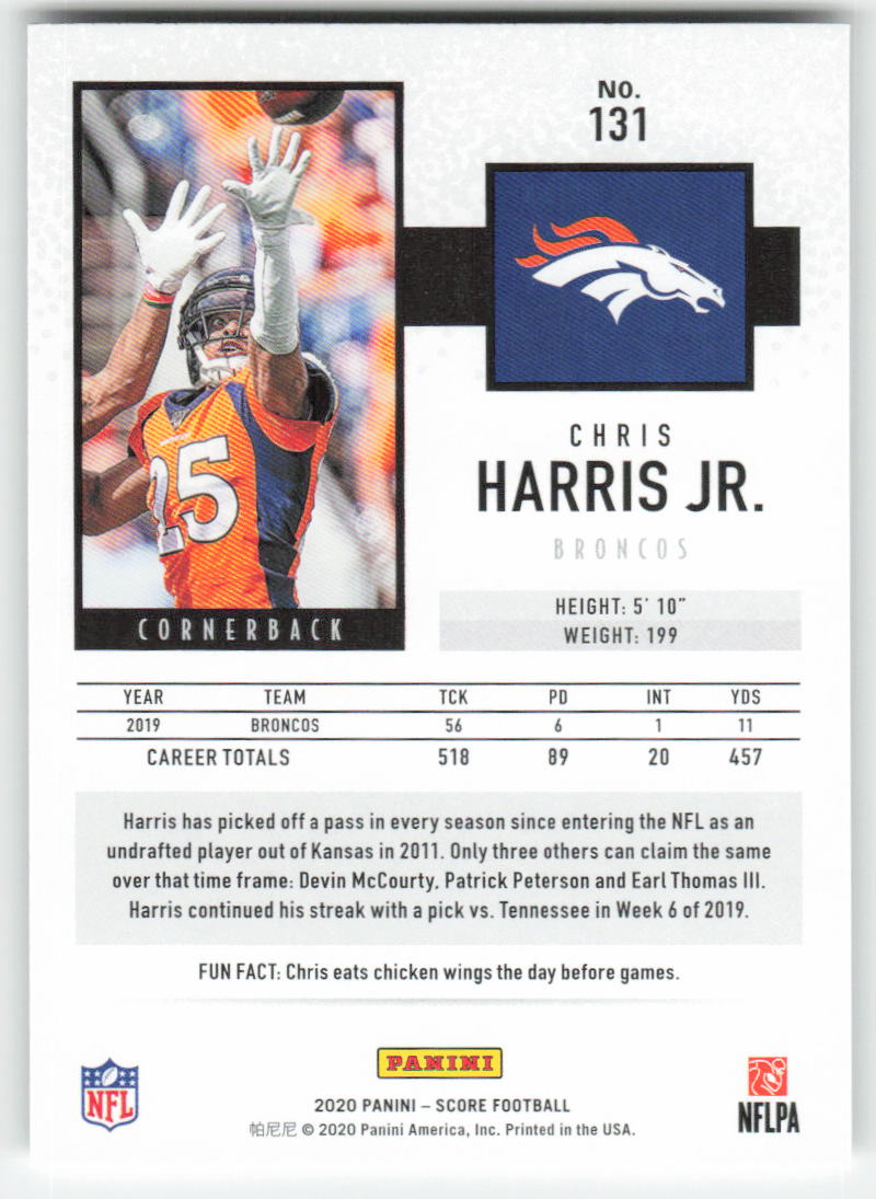 2020 Score #131 Chris Harris Jr. Denver Broncos 1681