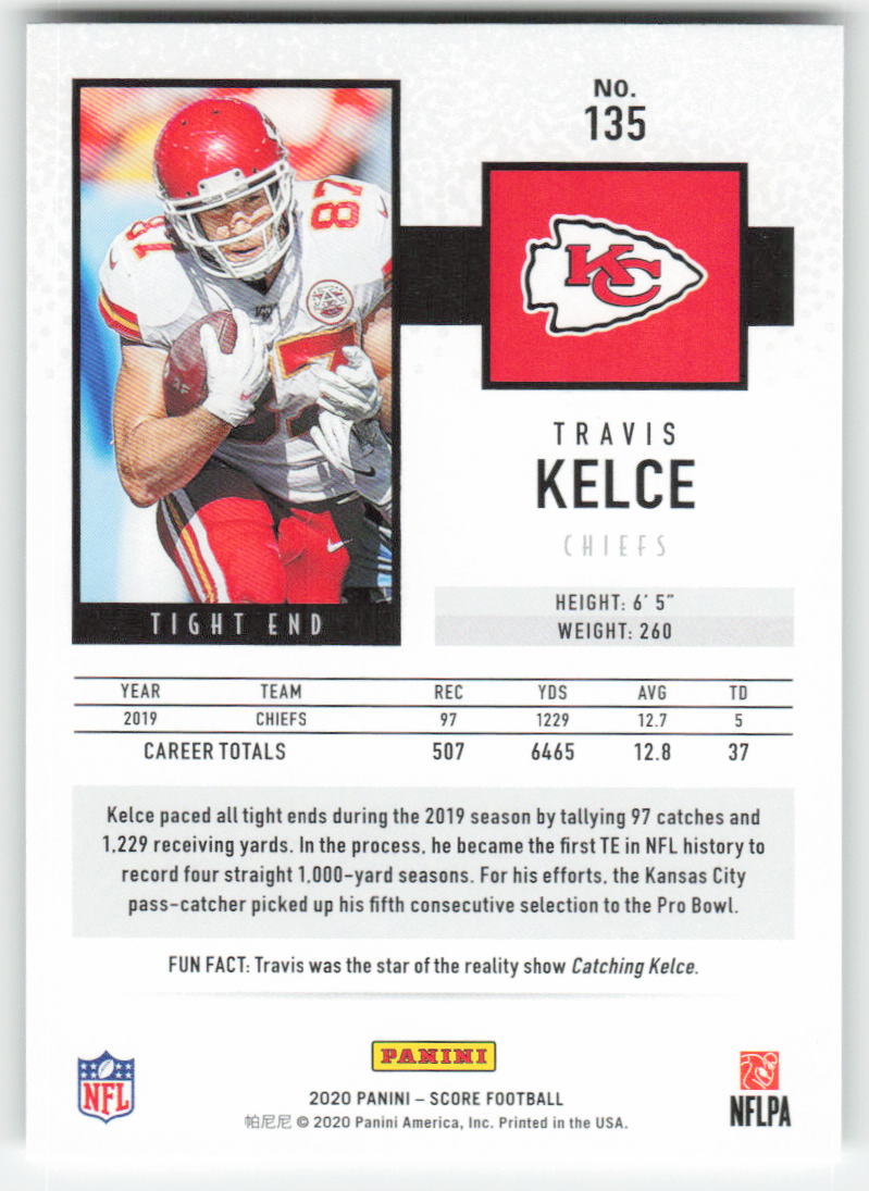 2020 Score #135 Travis Kelce Kansas City Chiefs 1683