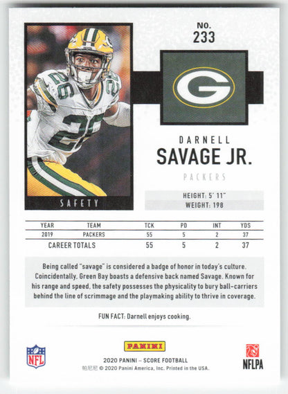 2020 Score #233 Darnell Savage Jr. Green Bay Packers 1684
