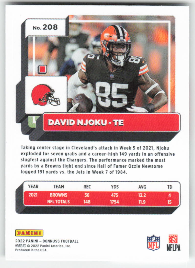 2022 Donruss #208 David Njoku Cleveland Browns 1692
