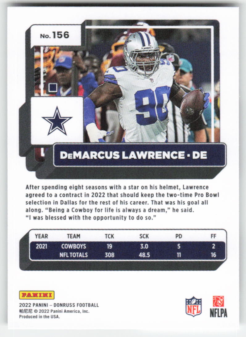 2022 Donruss #156 DeMarcus Lawrence Dallas Cowboys 1695