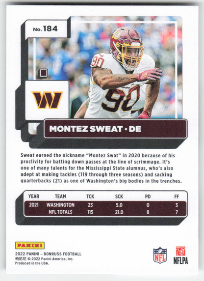 2022 Donruss #184 Montez Sweat Washington Commanders 1698
