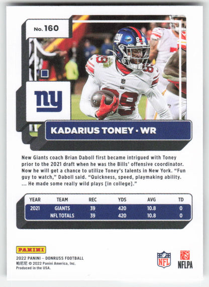 2022 Donruss #160 Kadarius Toney New York Giants 1699