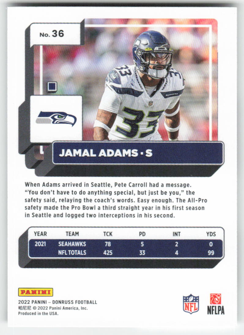 2022 Donruss #36 Jamal Adams Seattle Seahawks 1700